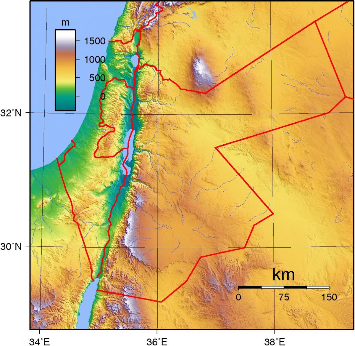 peta Jordan topografi