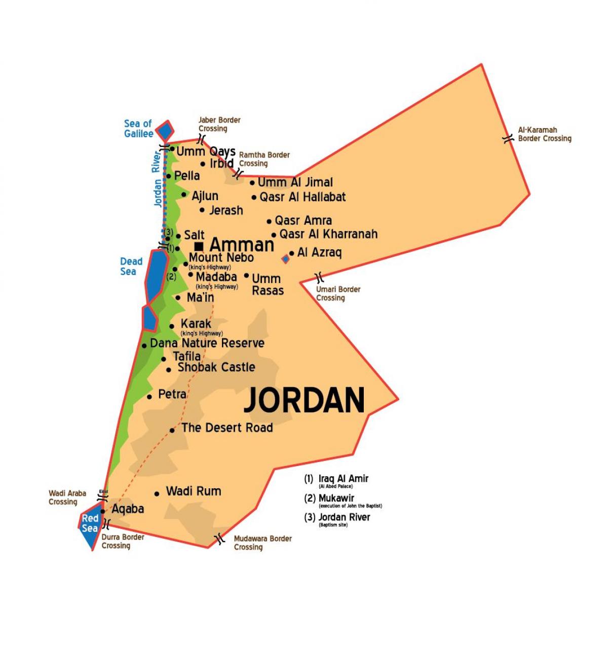 Jordan bandar-bandar peta