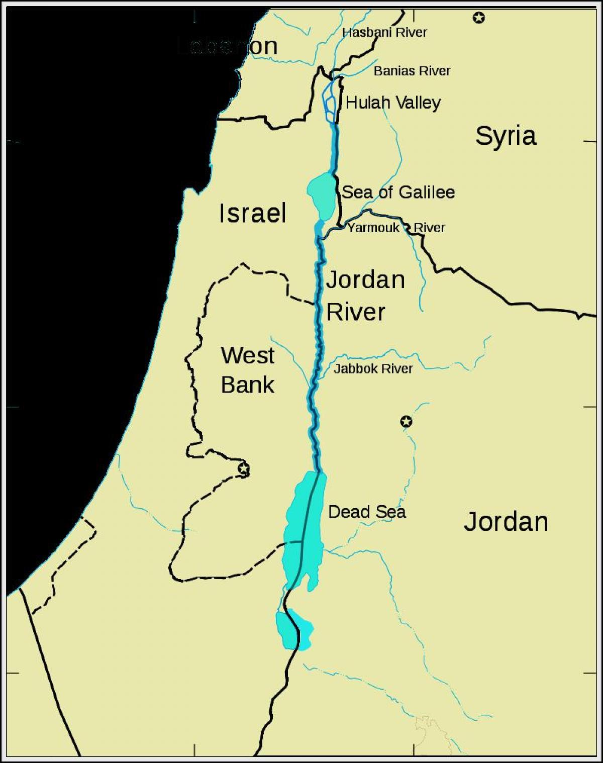 Jordan sungai timur tengah peta