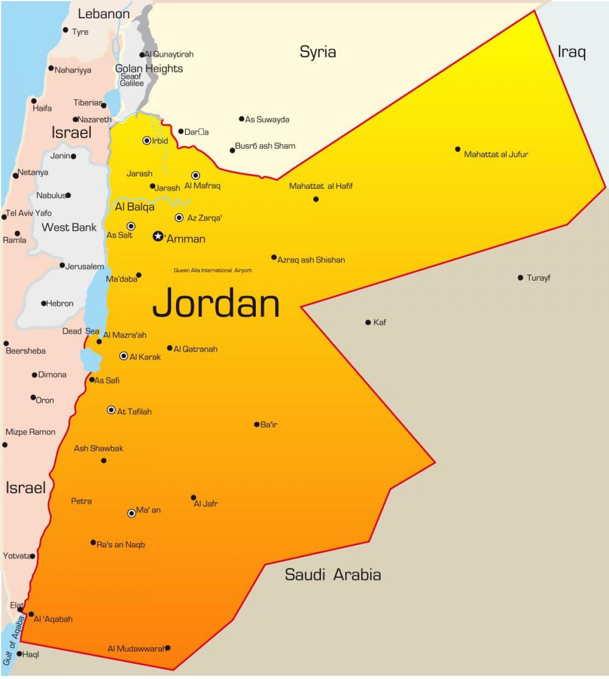 peta Jordan timur tengah